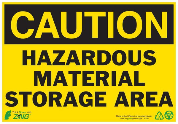 Hazardous Material Storage Area Eco Caution Signs Available In Different Sizes and Materials