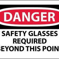 DANGER SAFETY GLASSES REQUIRED BEYOND THIS POINT, 3X5, PS VINYL, 5PK