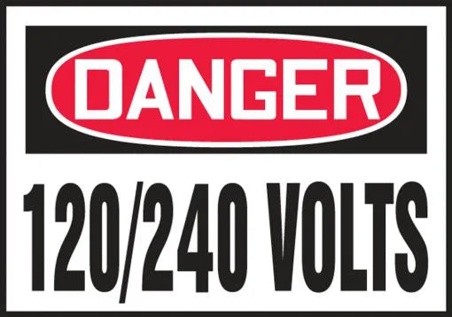 Safety Label, DANGER 120/240 VOLTS, 3.5