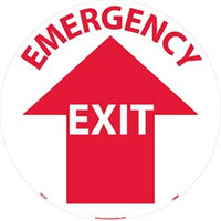 WALK ON FLOOR SIGN, 17" DIA., SMOOTH NON-SLIP SURFACE, EMERGENCY EXIT