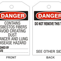Danger Contains Asbestos Fibers Safety Tags | 132-1