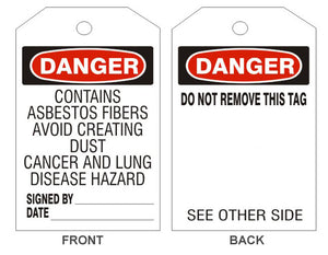 Danger Contains Asbestos Fibers Safety Tags | 132-1