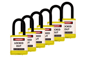 700 Series Padlocks Keyed Alike 1.5 Inch Shackle - Yellow