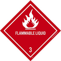 DOT SHIPPING LABELS, FLAMMABLE LIQUID 3, 4X4, PS PAPER, 500/RL