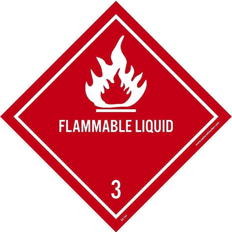 DOT SHIPPING LABELS, FLAMMABLE LIQUID 3, 4X4, PS PAPER, 500/RL