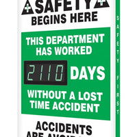 Digi-Day® 3 Electronic Safety Scoreboards: This Department Has Worked _Days Without a Lost Time Accident