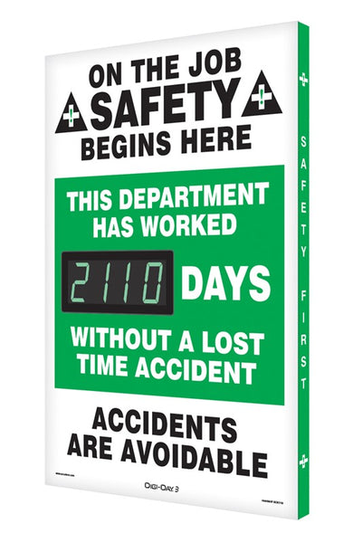 Digi-Day® 3 Electronic Safety Scoreboards: This Department Has Worked _Days Without a Lost Time Accident