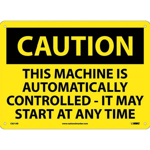 CAUTION, THIS MACHINE IS AUTOMATICALLY CONTROLLED IT MAT START AT ANY TIME, 10X14, .040 ALUM