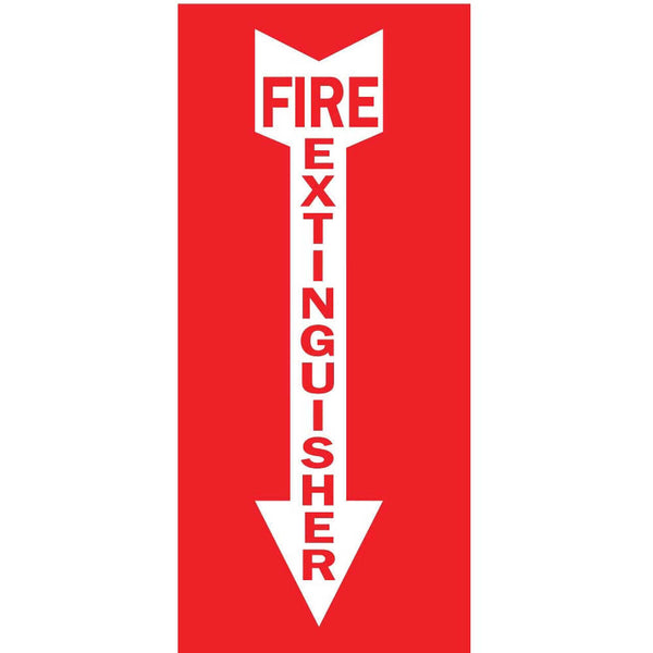 Fire Extinguisher Down Arrow Red On White Eco Fire and Exit Safety Signs Available In Different Materials
