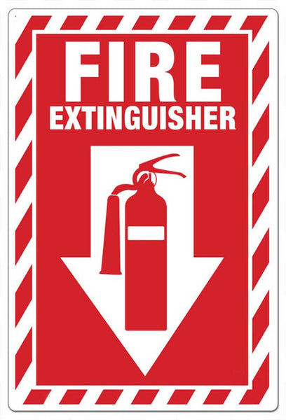 Fire Extinguisher Down Arrow Eco Fire and Exit Safety Signs Available In Different Sizes and Materials