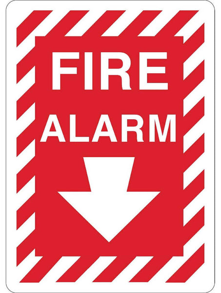 Fire Alarm Down Arrow Eco Fire and Exit Safety Signs Available In Different Sizes and Materials