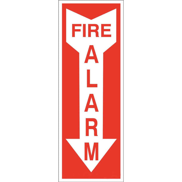 Fire Alarm Down Arrow Red On White Eco Fire and Exit Safety Signs Available In Different Materials