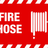 Fire Hose With Graphic Eco Fire and Exit Safety Signs Available In Different Sizes and Materials
