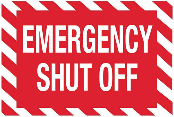 Emergency Shutoff Eco Fire and Exit Safety Signs Available In Different Sizes and Materials