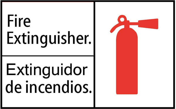 Bilingual Fire Extinguiser With Graphic Eco Fire and Exit Safety Signs Available In Different Sizes and Materials