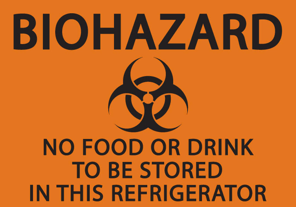 Biohazard No Food or Drink To Be Stored In This Refrigerator - Eco Biohazard Signs - Available In Different Sizes and Materials