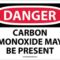 DANGER, CARBON MONOXIDE MAY BE PRESENT, 7X10, RIGID PLASTIC