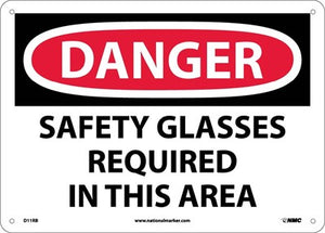 DANGER, SAFETY GLASSES REQUIRED IN THIS AREA, 10X14, PS VINYL