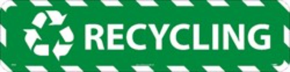 WALK ON FLOOR SIGN, 6 X 24, SMOOTH NON-SLIP SURFACE, RECYCLING