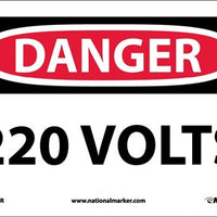 DANGER, 220 VOLTS, 7X10, RIGID PLASTIC