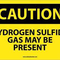 CAUTION, HYDROGEN SULFIDE GAS MAY BE PRESENT, 10X14, RIGID PLASTIC