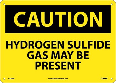 CAUTION, HYDROGEN SULFIDE GAS MAY BE PRESENT, 10X14, RIGID PLASTIC