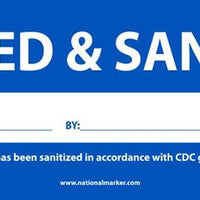 CLEANED & SANITIZED Date: By:, LABEL, 3X9, REMOVABLE ADHESIVE ADHESIVE BACKED VINYL, PACK OF 25