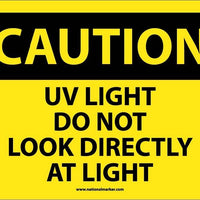CAUTION, UV LIGHT DO NOT LOOK DIRECTLY AT LIGHT, 10X14, RIGID PLASTIC