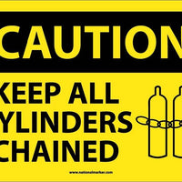 CAUTION, KEEP ALL CYLINDERS CHAINED, GRAPHIC, 10X14, RIGID PLASTIC