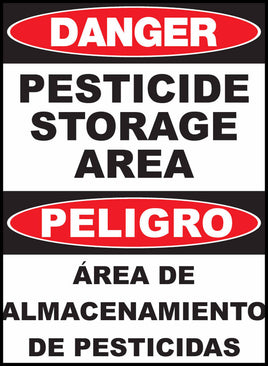 Danger Pesticide Storage Area Bilingual Eco Agriculture Signs Available In Different Materials