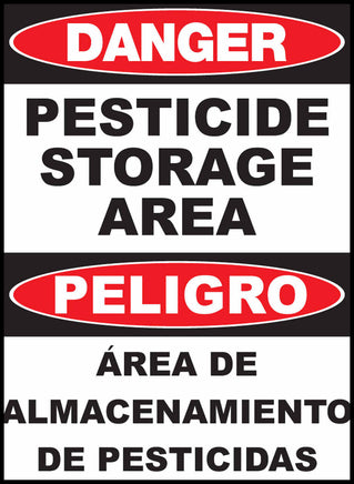 Danger Pesticide Storage Area Bilingual Eco Agriculture Signs Available In Different Materials