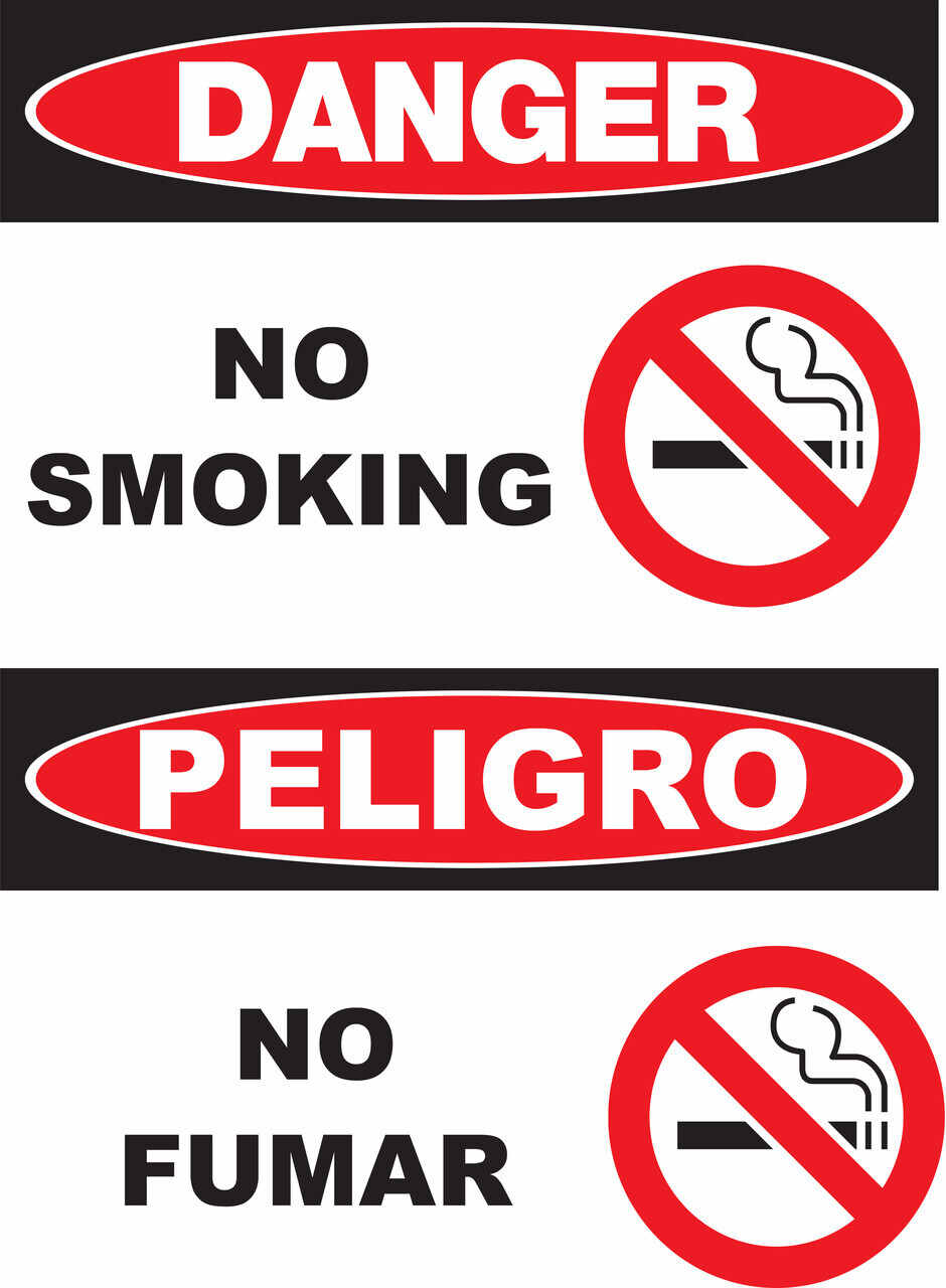 Danger No Smoking Bilingual Eco Agriculture Signs Available In Different Materials