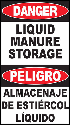 Danger Liquid Manure Storage Bilingual Eco Agriculture Signs Available In Different Materials