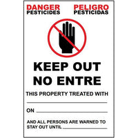 Danger Pesticides Keep Out Bilingual Eco Agriculture Sign | 20035