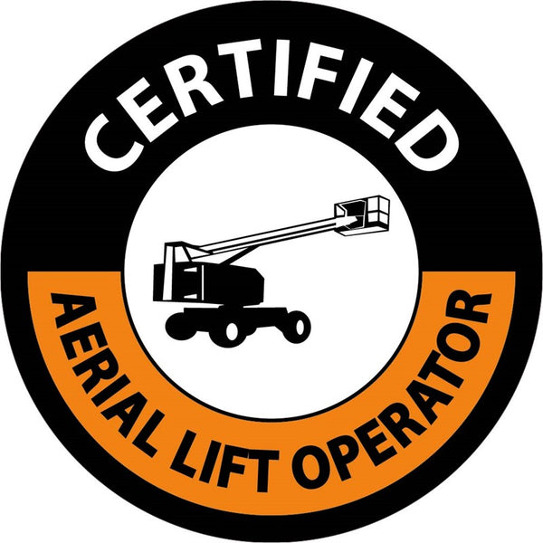 HARD HAT LABEL, CERTIFIED AERIAL LIFT OPERATOR, 2