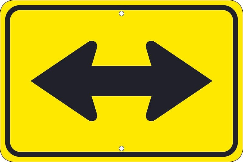 (LARGE ARROW TWO DIRECTIONS GRAPHIC) SIGN, 12X18, .080 HIP REF ALUM