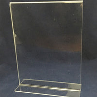 ACRYLIC T-SIGN HOLDER 8.5W X 11H, LOADS FROM SIDES OR BOTTOM - PORTRAIT ORIENTATION - (#8511T)
