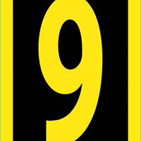 NUMBER, 9, 1.5 HIGH VISIBILITY YELLOW BLACK, PS VINYL