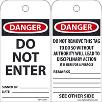 TAGS, DO NOT ENTER, 6X3, POLYTAG, BOX OF 250, EZ PULL