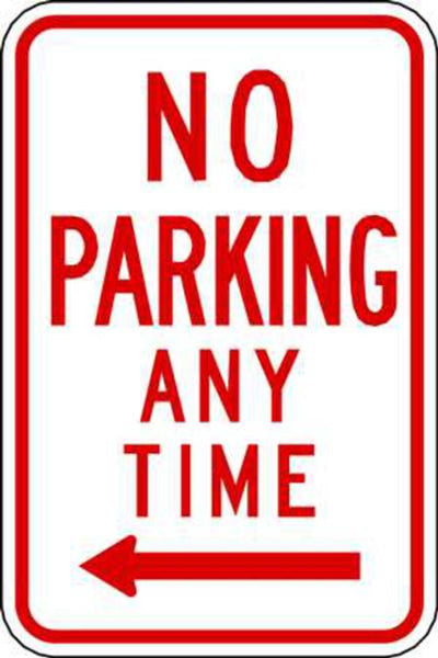 No Parking Anytime Left Arrow - Available in Different Materials - Eco Parking Signs