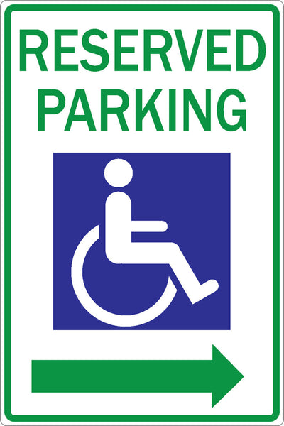 Reserved Parking HDCP Symbol Right Arrow - Available in Different Materials - Eco Parking Signs