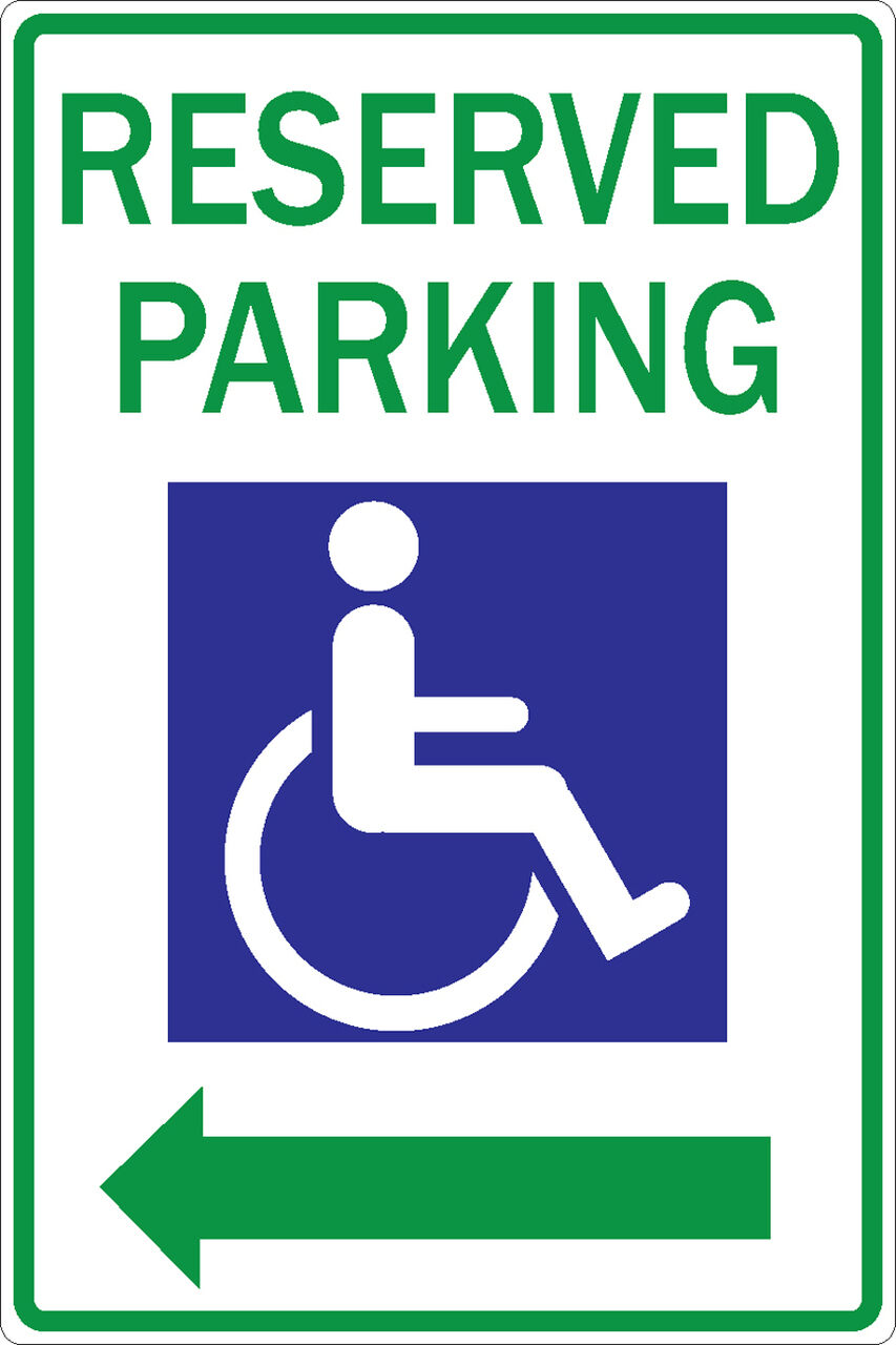 Reserved Parking HDCP Symbol Left Arrow - Available in Different Materials - Eco Parking Signs