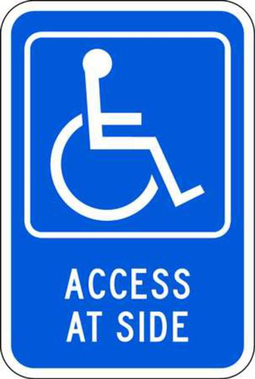 Handicapped Access At Side - Available in Different Materials - Eco Parking Signs