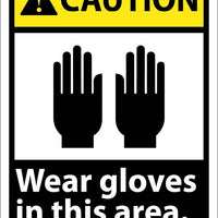 CAUTION, WEAR GLOVES IN THIS AREA, 14X10, .040 ALUM