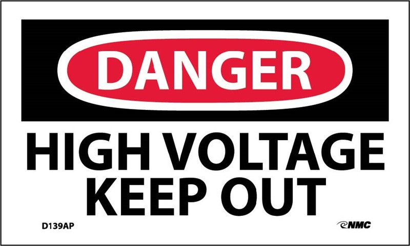 DANGER, HIGH VOLTAGE KEEP OUT, 3X5, PS VINYL, 5/PK