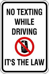 No Textting While Driving - Available in Different Materials - Eco Parking Signs