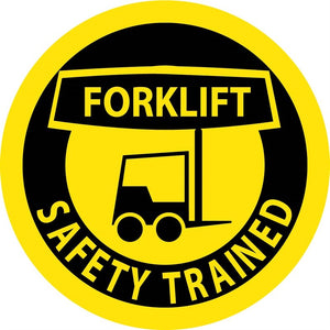 HARD HAT LABEL, FORKLIFT SAFETY TRAINED, 2"DIA. REFLECTIVE PS VINYL, 25/PK