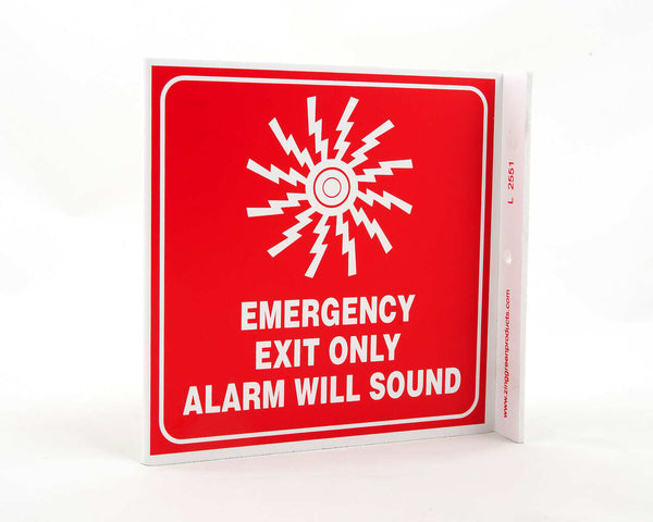Emergency Exit Only Alarm Will Sound With Graphic Eco Safety L Sign | 2551