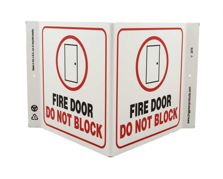 Fire Door Do Not Block - Eco Safety V Sign | 2578