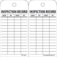 TAGS, INSPECTION RECORD, 6X3, SYNTHETIC PAPER, 25/PK (HOLE)